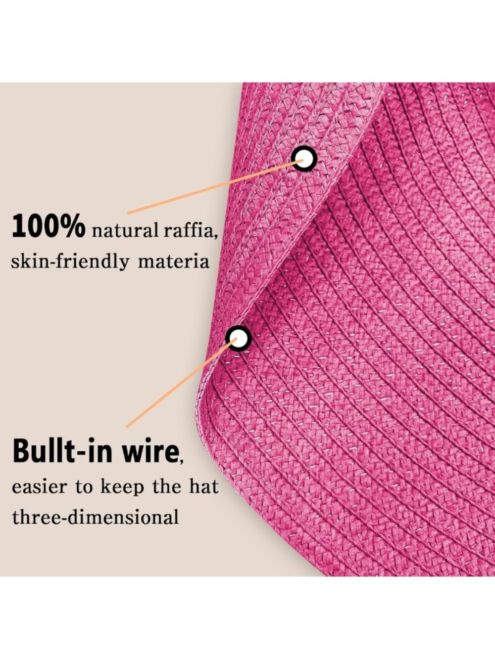 Oversized Wide Brim Straw Hat for Women | Floppy Roll-Up Sun Visor for Beach - Picture 4 of 7